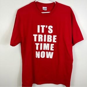 Cleveland Indians MLB Tribe Time Red T-shirt Chief Wahoo It’s Tribe Time Now Lrg